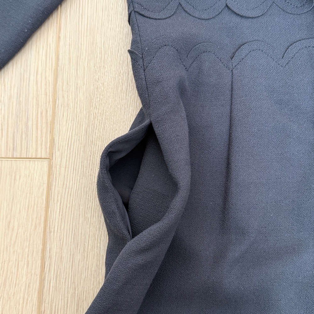 Banana Republic Scalloped Waist 3/4 Sleeve Sheath Midi Dress, Charcoal Gray - Picture 12 of 13